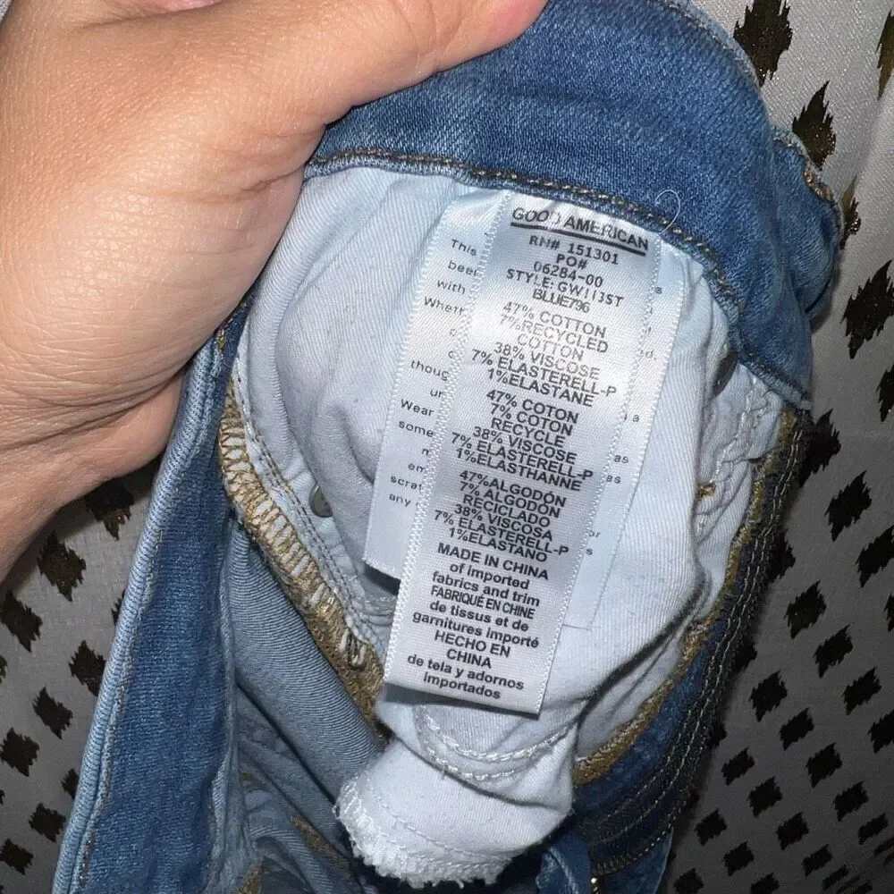 Good American jeans skinny stretchy light wash denim Khloe Kardashian size 10 - Picture 6 of 6
